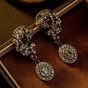 Elegant Gold and Silver Crystal Drop Earrings